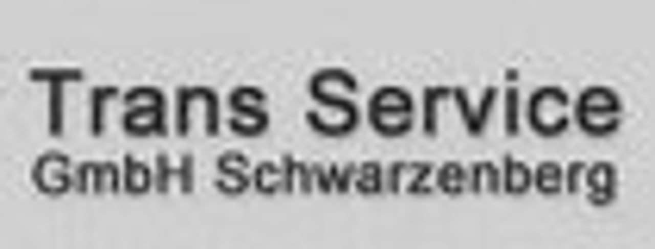 Firmenname "Trans Service GmbH Schwarzenberg" in dunkler Schrift auf hellem Hintergrund.